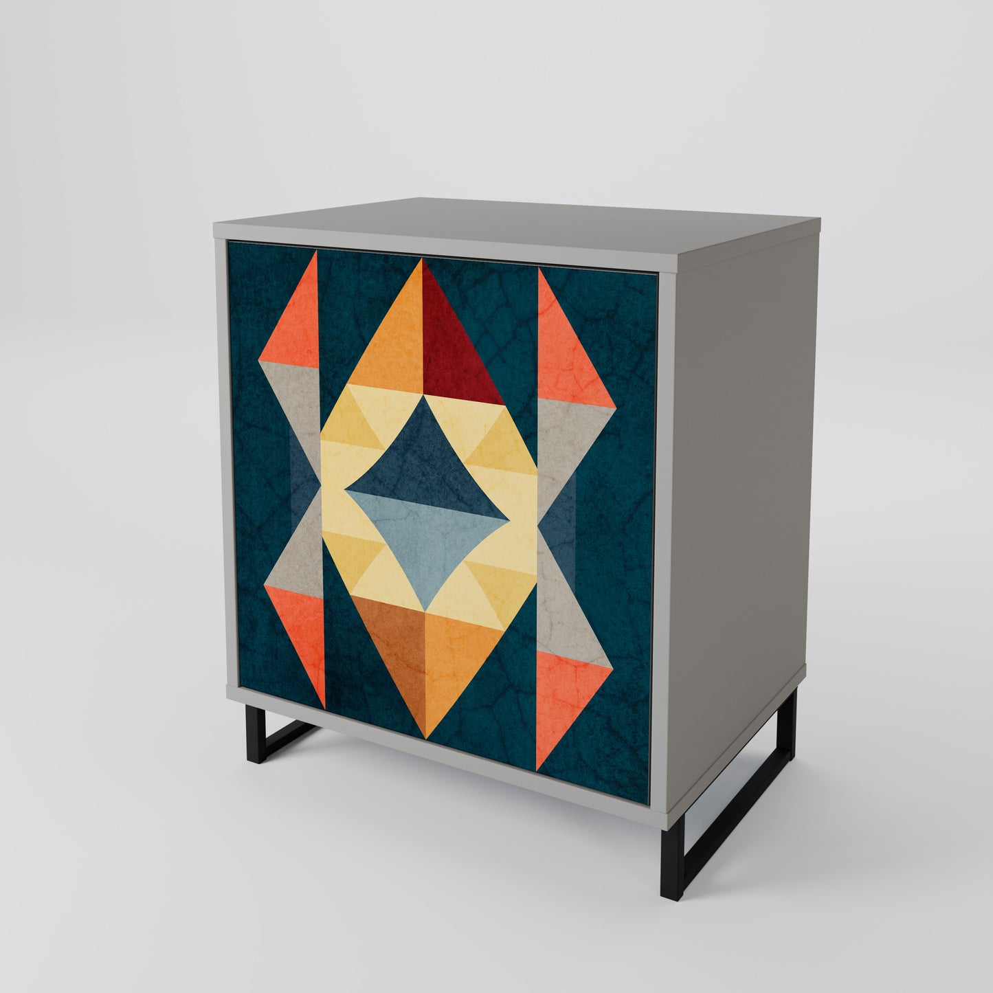 CRACKED ILLUSION 1-Door Sideboard in Grey Finish