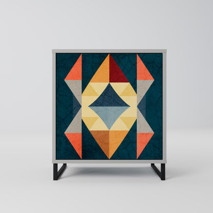 CRACKED ILLUSION 1-Door Sideboard in Grey Finish