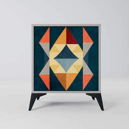 CRACKED ILLUSION 1-Door Sideboard in Grey Finish