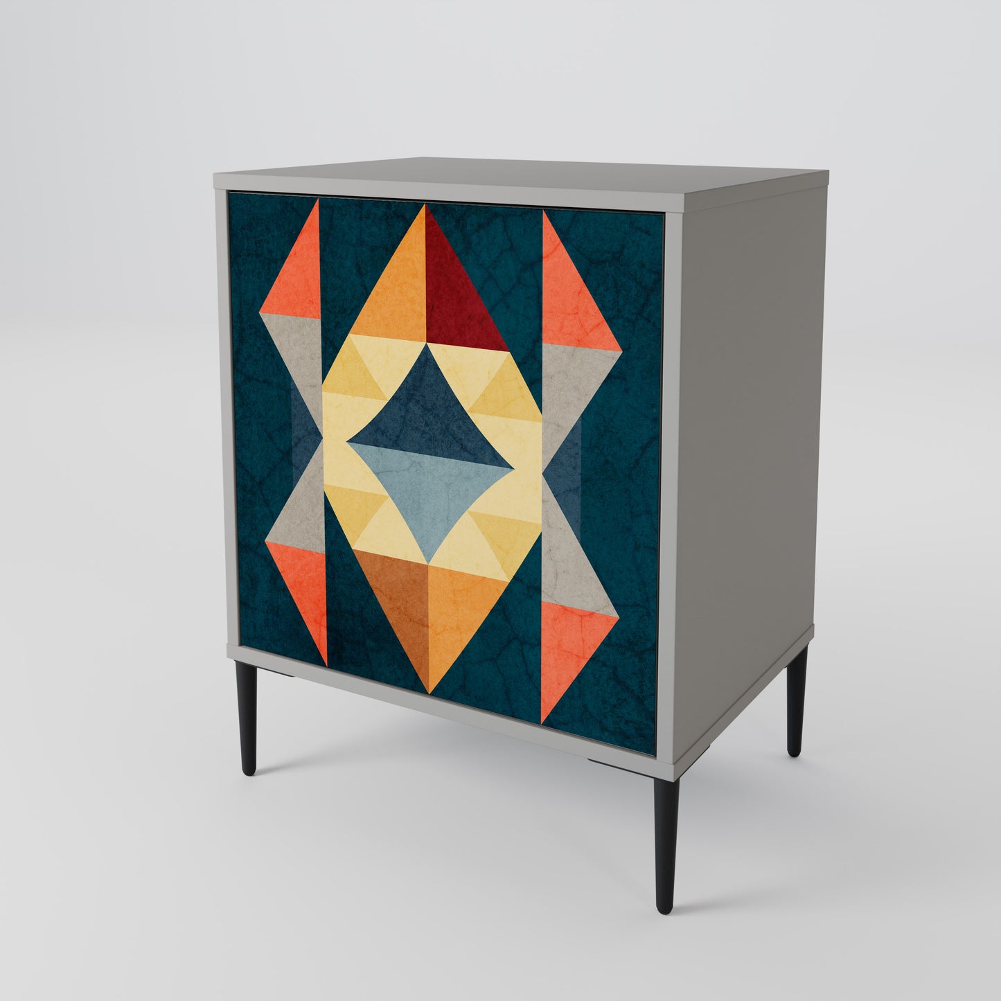 CRACKED ILLUSION 1-Door Sideboard in Grey Finish