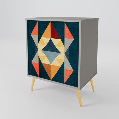 CRACKED ILLUSION 1-Door Sideboard in Grey Finish