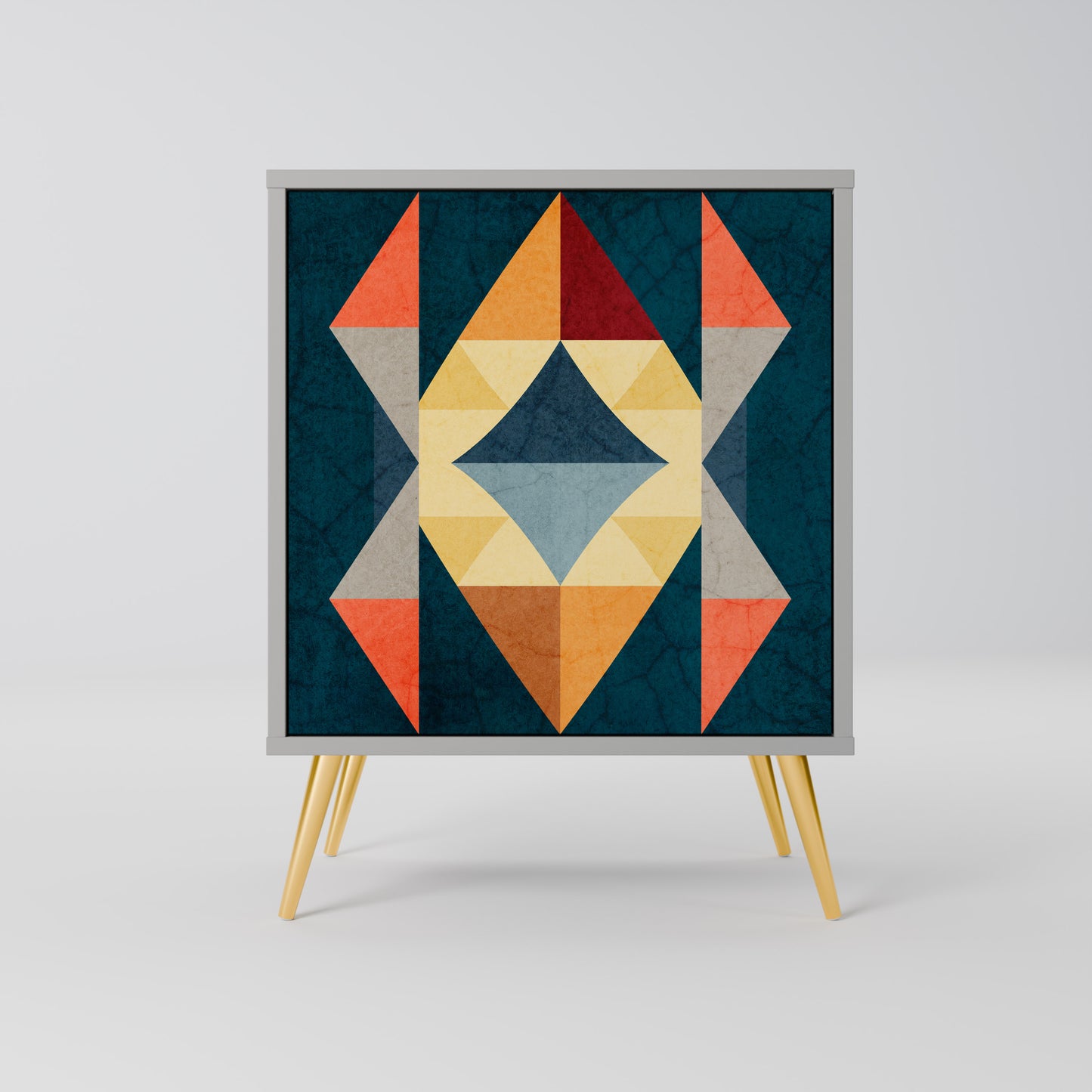 CRACKED ILLUSION 1-Door Sideboard in Grey Finish