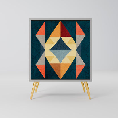 CRACKED ILLUSION 1-Door Sideboard in Grey Finish