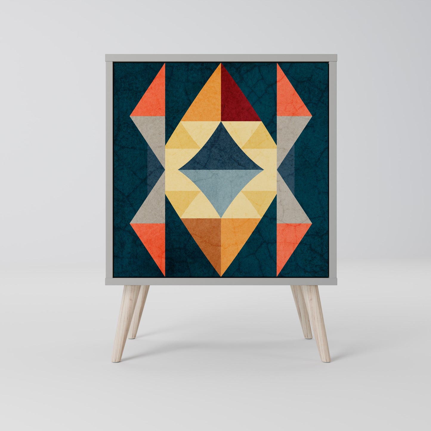 CRACKED ILLUSION 1-Door Sideboard in Grey Finish