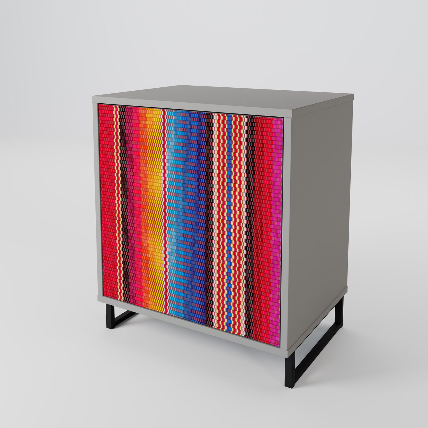 ETHNIC MEXICAN 1-Door Sideboard in Grey Finish