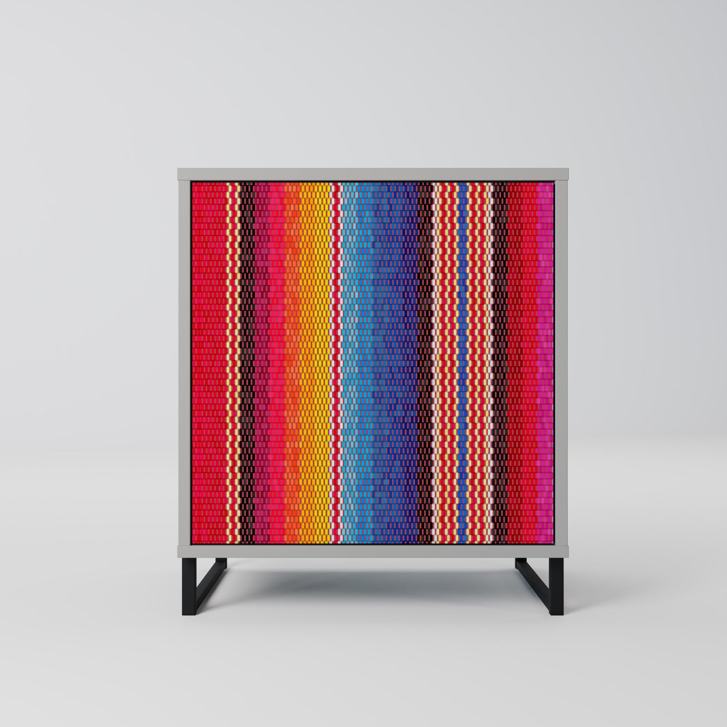 ETHNIC MEXICAN 1-Door Sideboard in Grey Finish