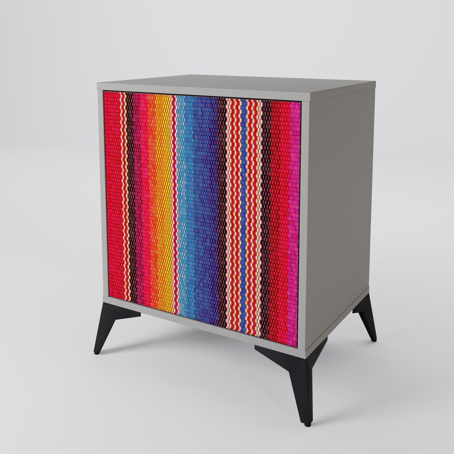 ETHNIC MEXICAN 1-Door Sideboard in Grey Finish