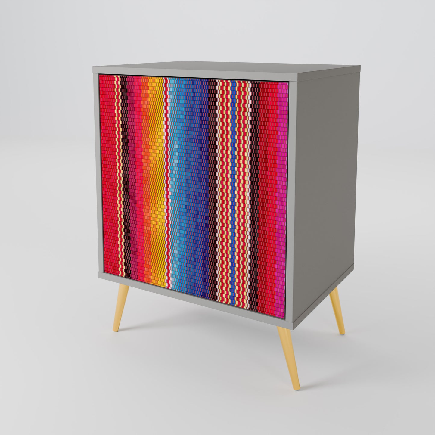 ETHNIC MEXICAN 1-Door Sideboard in Grey Finish