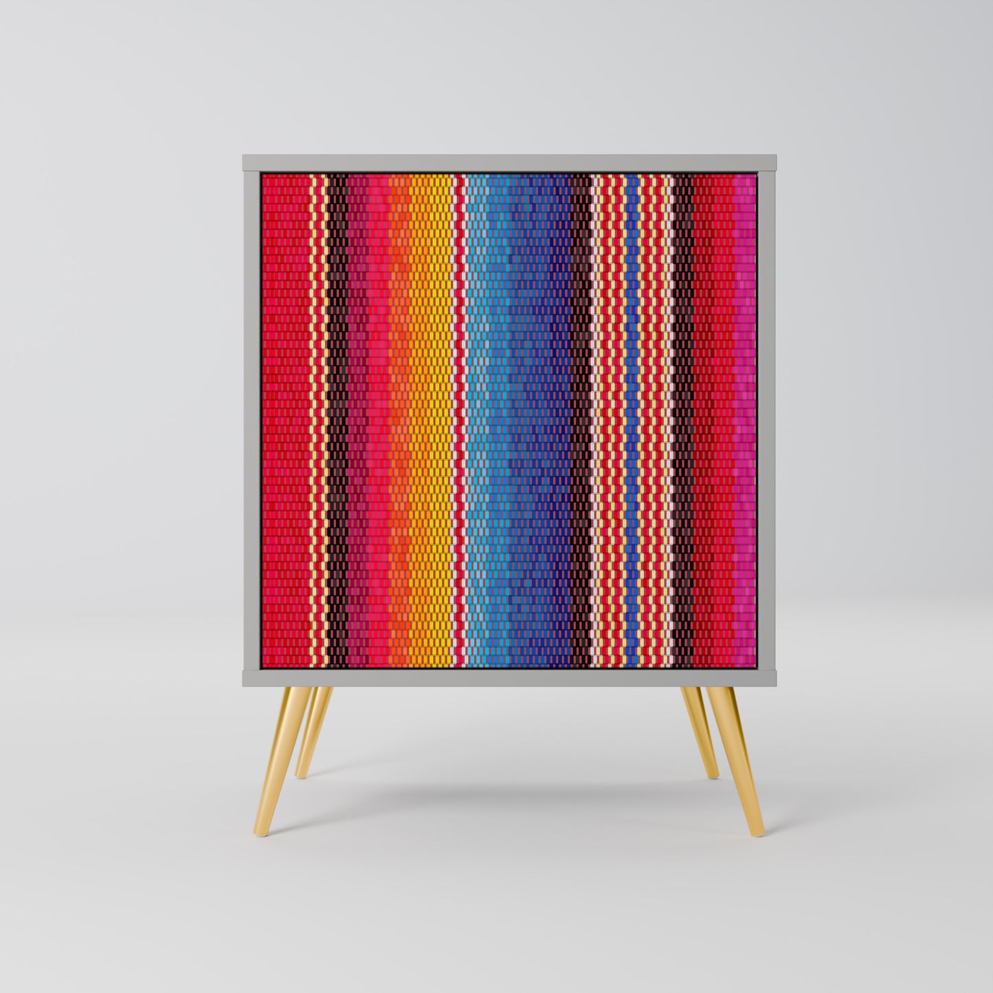 ETHNIC MEXICAN 1-Door Sideboard in Grey Finish