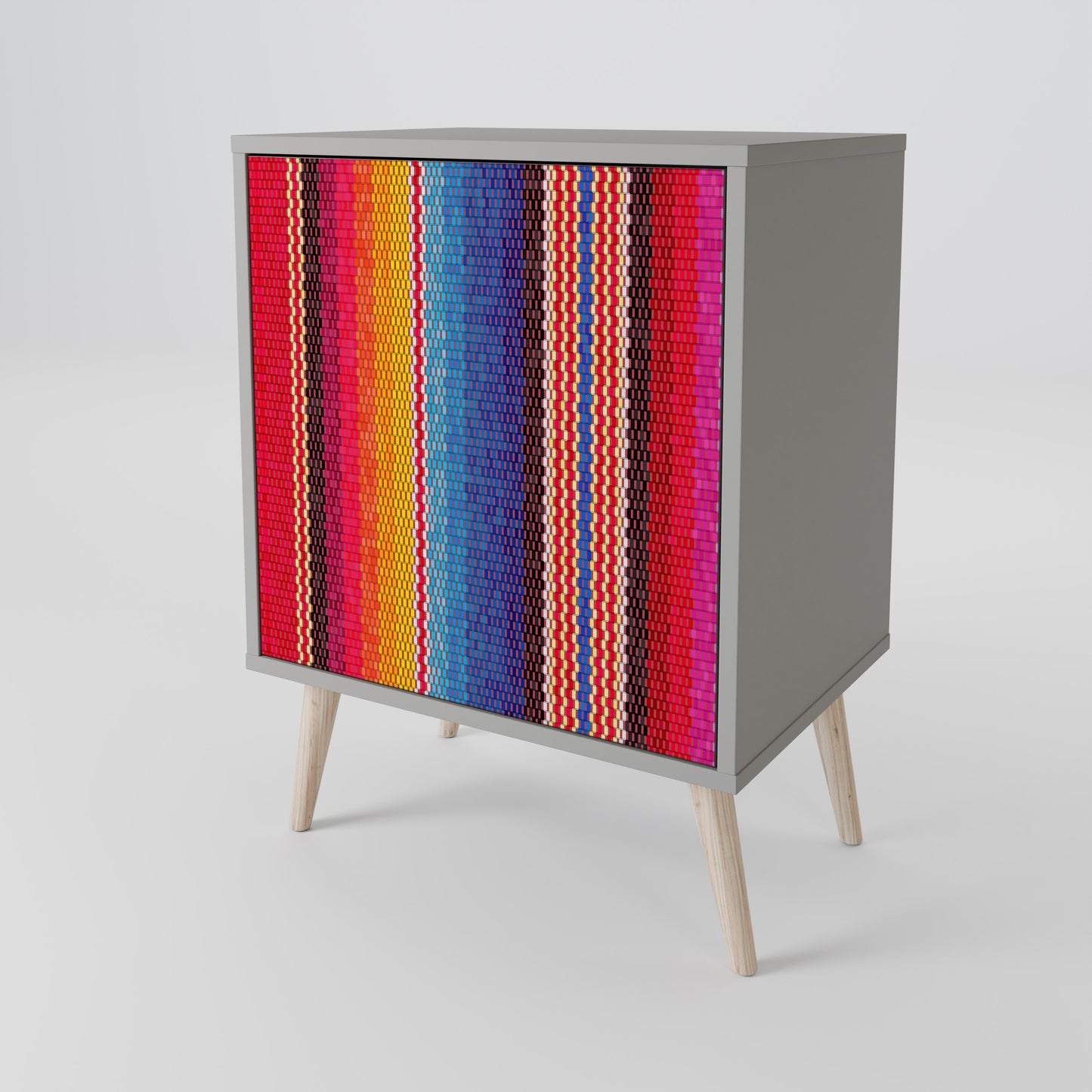 ETHNIC MEXICAN 1-Door Sideboard in Grey Finish