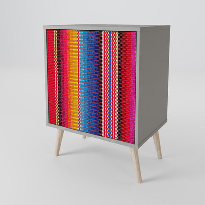 ETHNIC MEXICAN 1-Door Sideboard in Grey Finish
