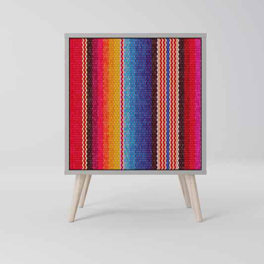 ETHNIC MEXICAN 1-Door Sideboard in Grey Finish