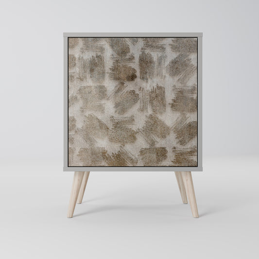 Credenza a 1 anta leggermente sfocata con finitura grigia