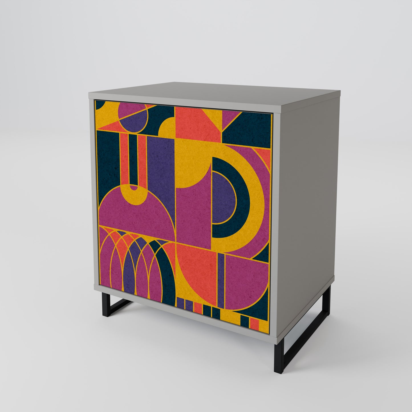 ELECTRIC PATTERNS 1-Door Sideboard in Grey Finish