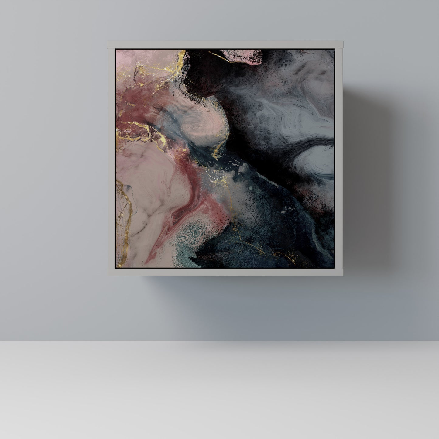 GILDED SWIRLS 1-Door Sideboard in Grey Finish