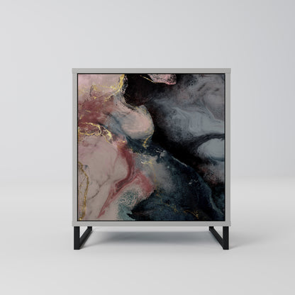 GILDED SWIRLS 1-Door Sideboard in Grey Finish