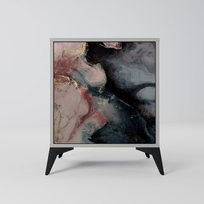 GILDED SWIRLS 1-Door Sideboard in Grey Finish