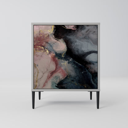 GILDED SWIRLS 1-Door Sideboard in Grey Finish