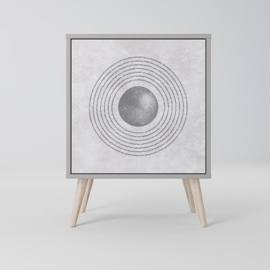 Credenza a 1 anta SOLID CIRCLES con finitura grigia