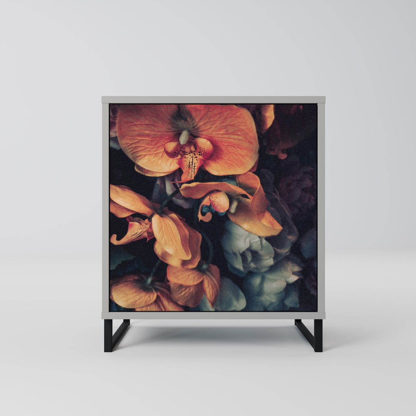 Credenza NEVERENDING BLOOM a 1 anta con finitura grigia