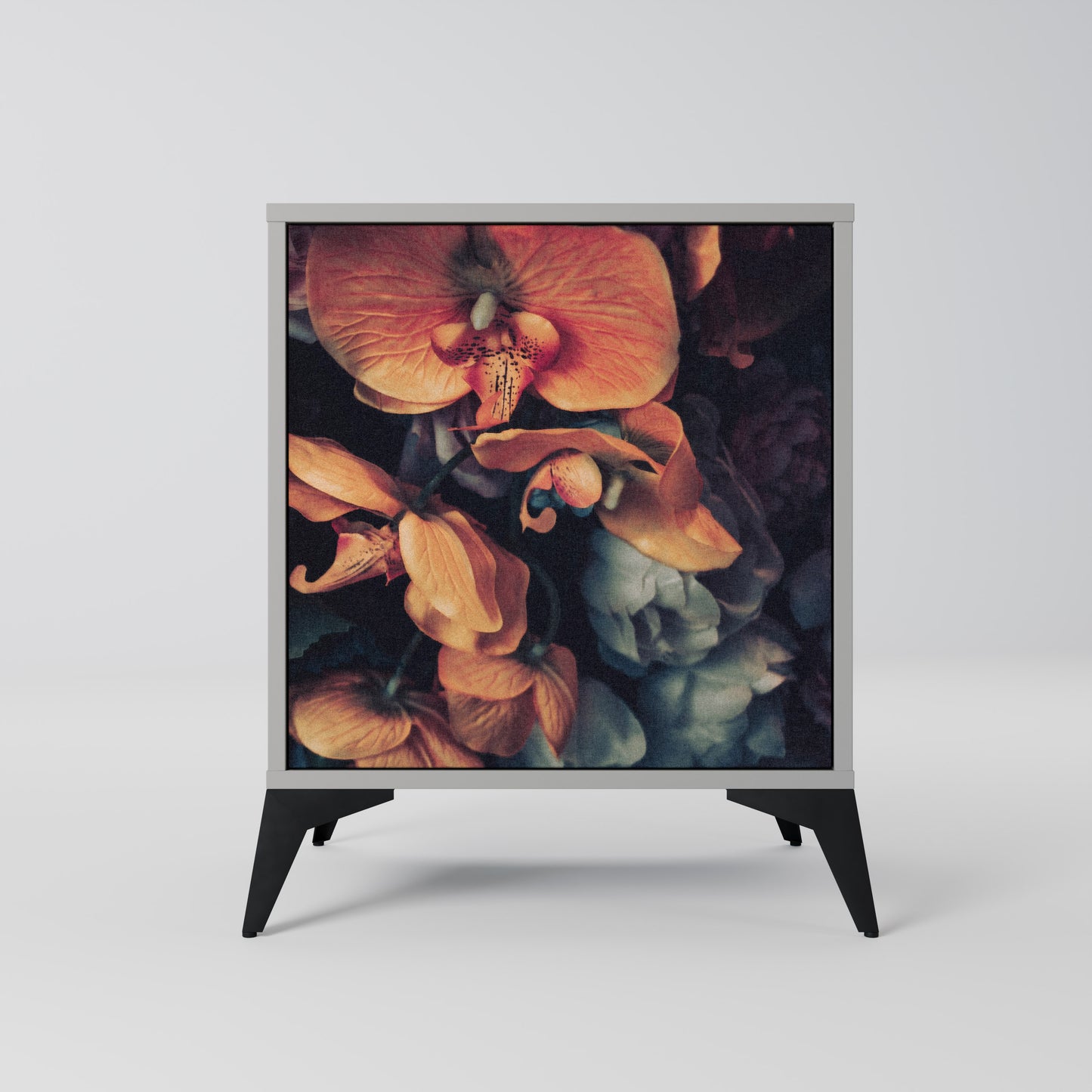 Credenza NEVERENDING BLOOM a 1 anta con finitura grigia