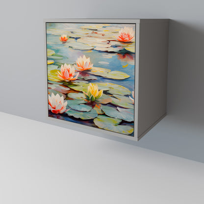 Credenza BLOOMING WATERS a 1 anta con finitura grigia