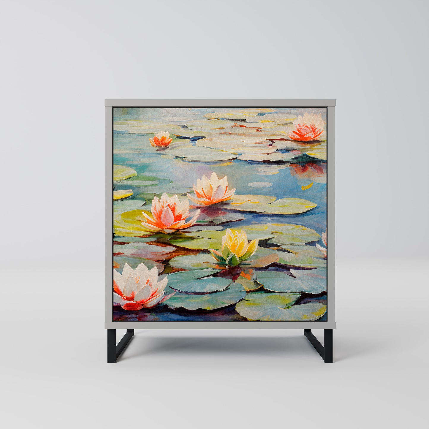 Credenza BLOOMING WATERS a 1 anta con finitura grigia