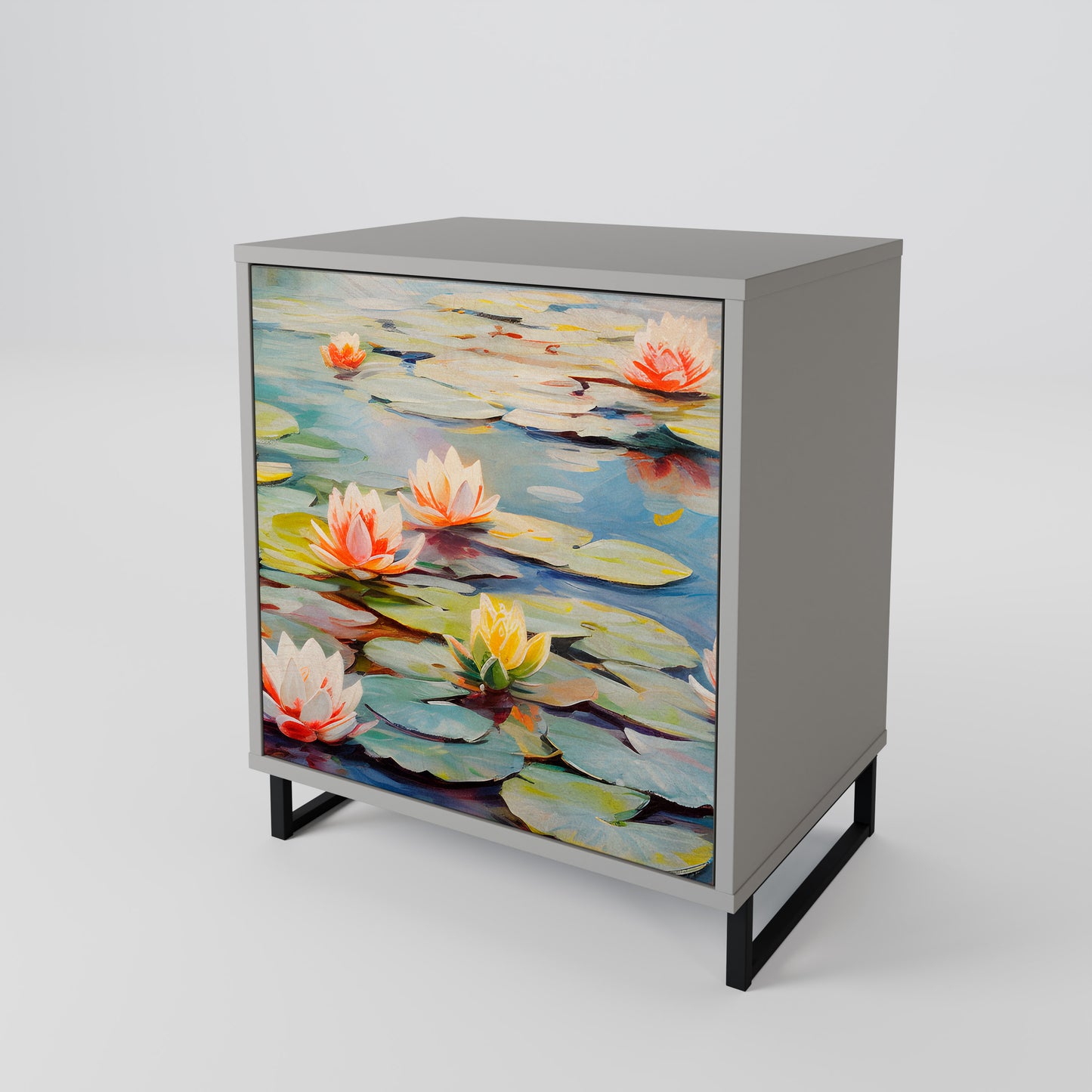 Credenza BLOOMING WATERS a 1 anta con finitura grigia