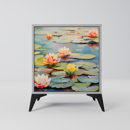 Credenza BLOOMING WATERS a 1 anta con finitura grigia