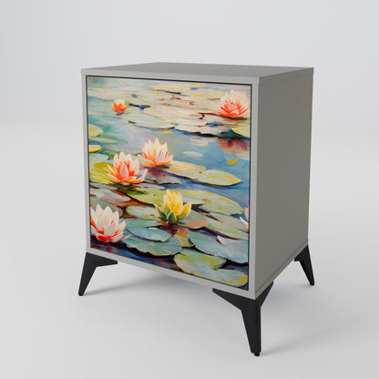 Credenza BLOOMING WATERS a 1 anta con finitura grigia