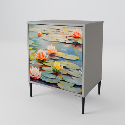 Credenza BLOOMING WATERS a 1 anta con finitura grigia