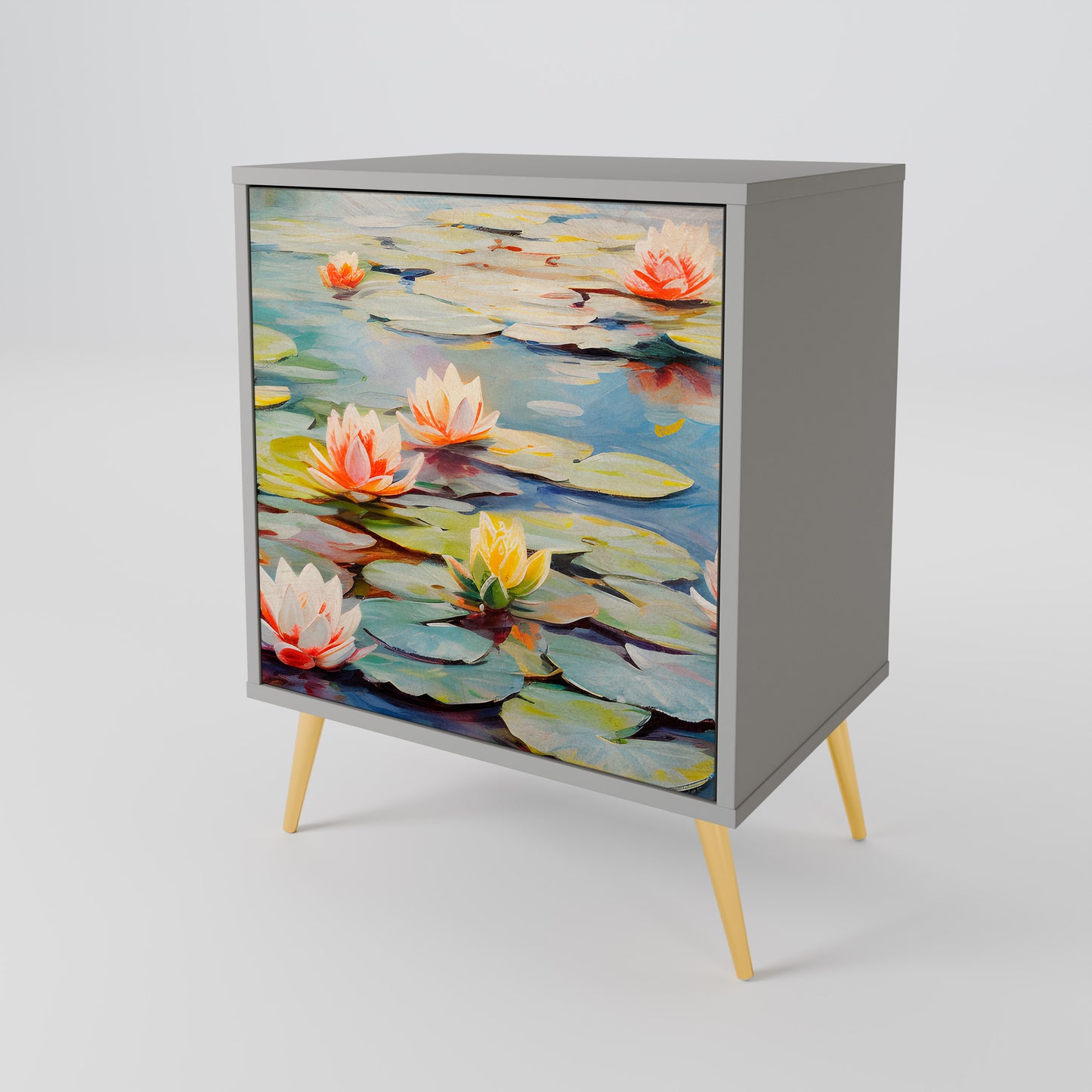 Credenza BLOOMING WATERS a 1 anta con finitura grigia