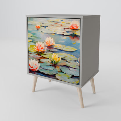 Credenza BLOOMING WATERS a 1 anta con finitura grigia