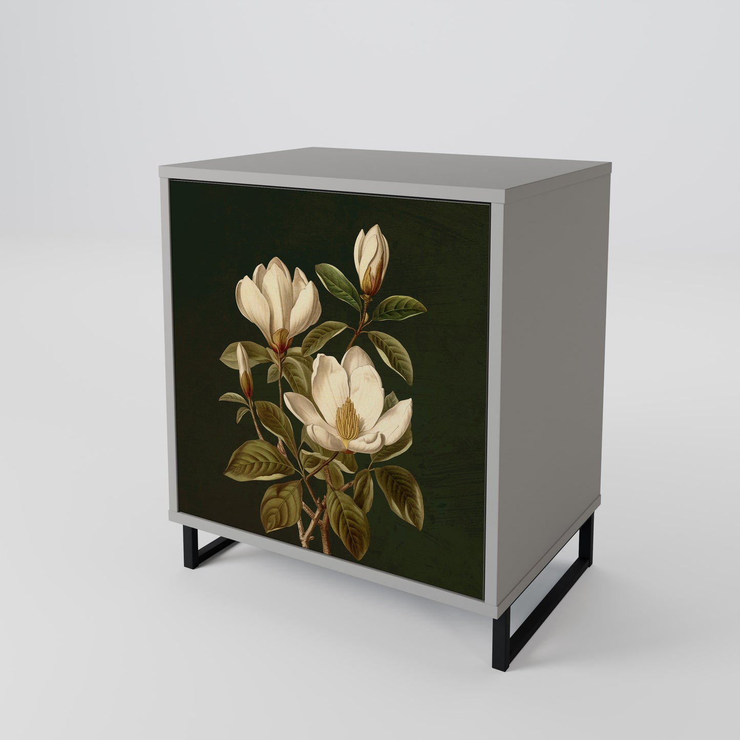 FLORAL NOIR 1-Door Sideboard in Grey Finish