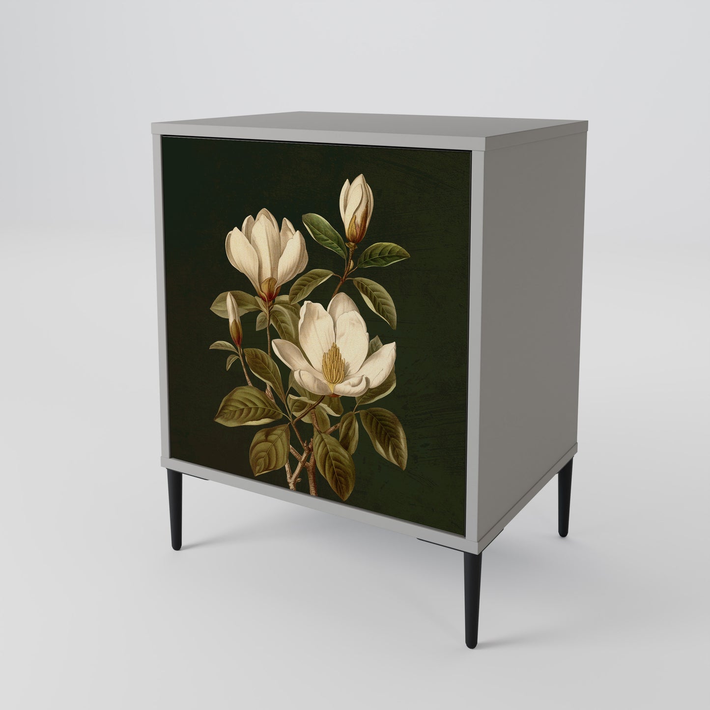 FLORAL NOIR 1-Door Sideboard in Grey Finish