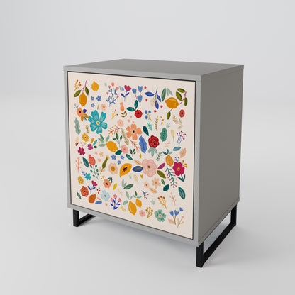 Credenza a 1 anta FLORAL COMBINATION in finitura grigia