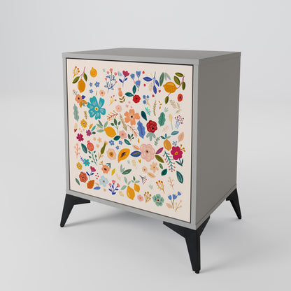 Credenza a 1 anta FLORAL COMBINATION in finitura grigia