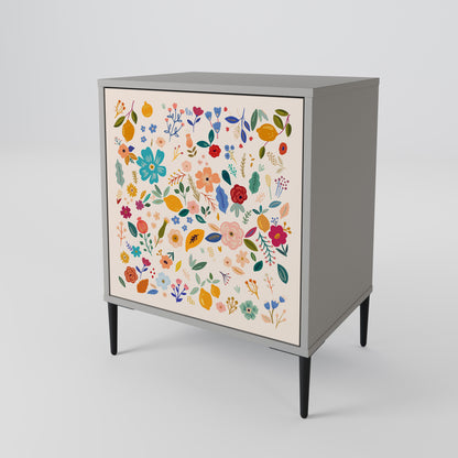 Credenza a 1 anta FLORAL COMBINATION in finitura grigia