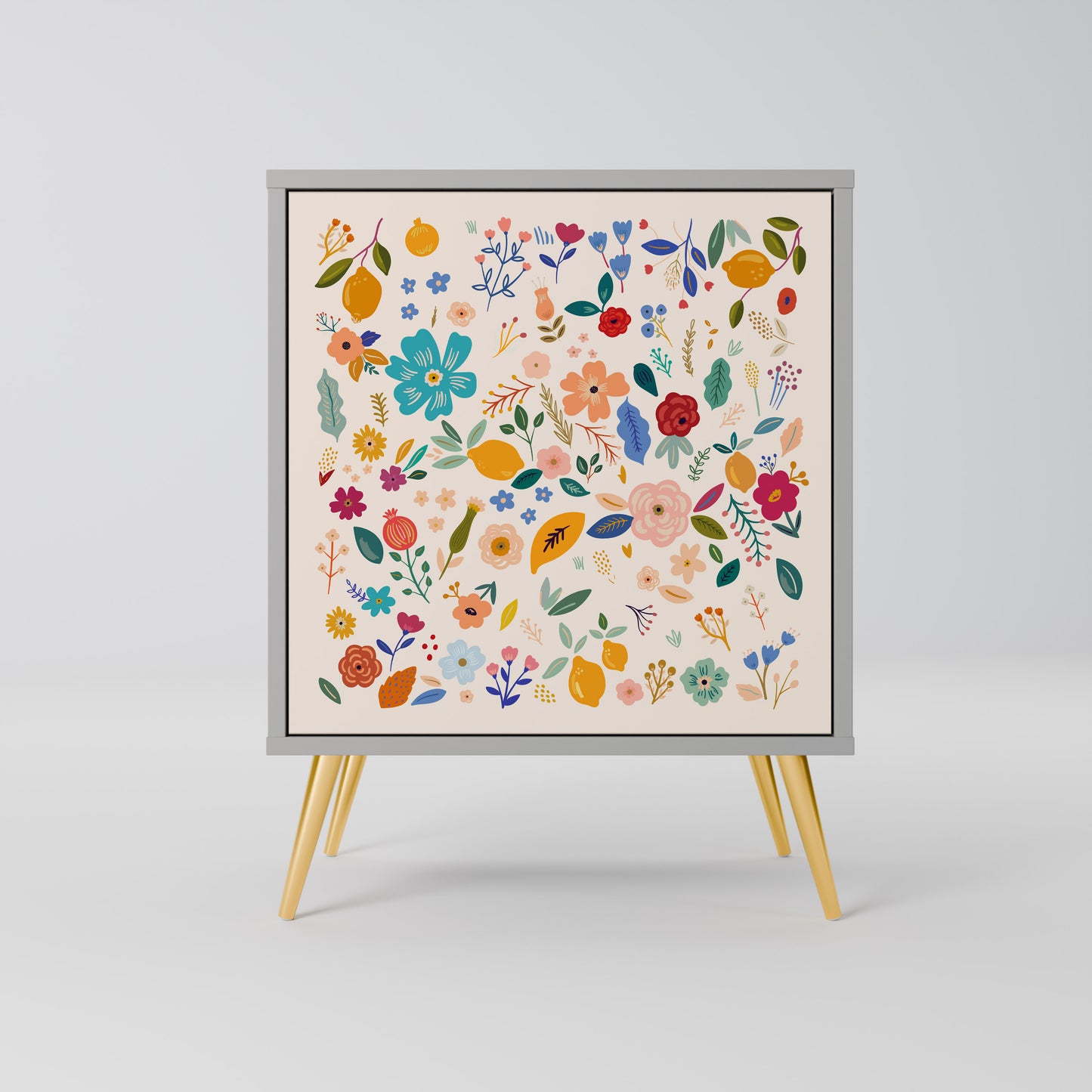 Credenza a 1 anta FLORAL COMBINATION in finitura grigia