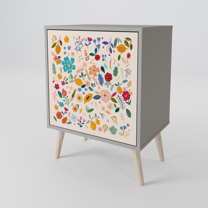 Credenza a 1 anta FLORAL COMBINATION in finitura grigia