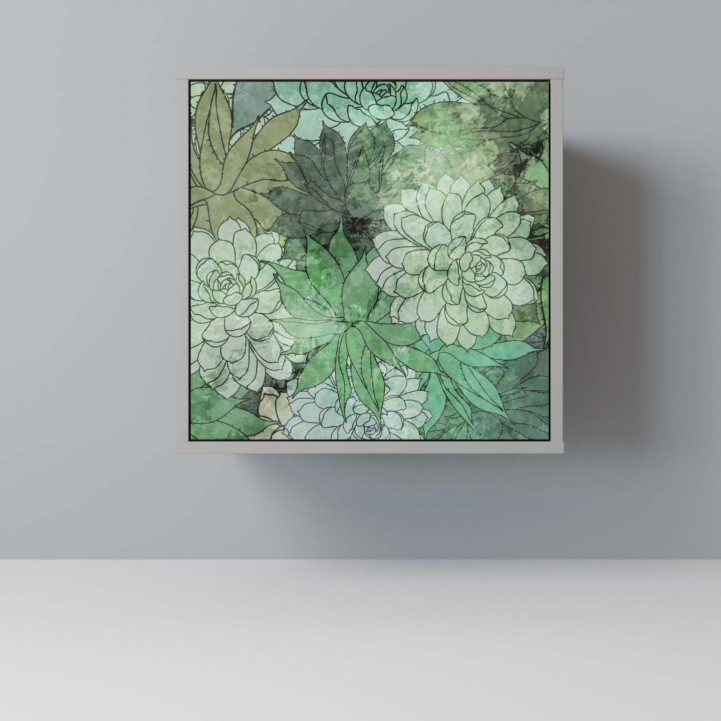 Credenza SUCCULENT CLUSTER a 1 anta con finitura grigia