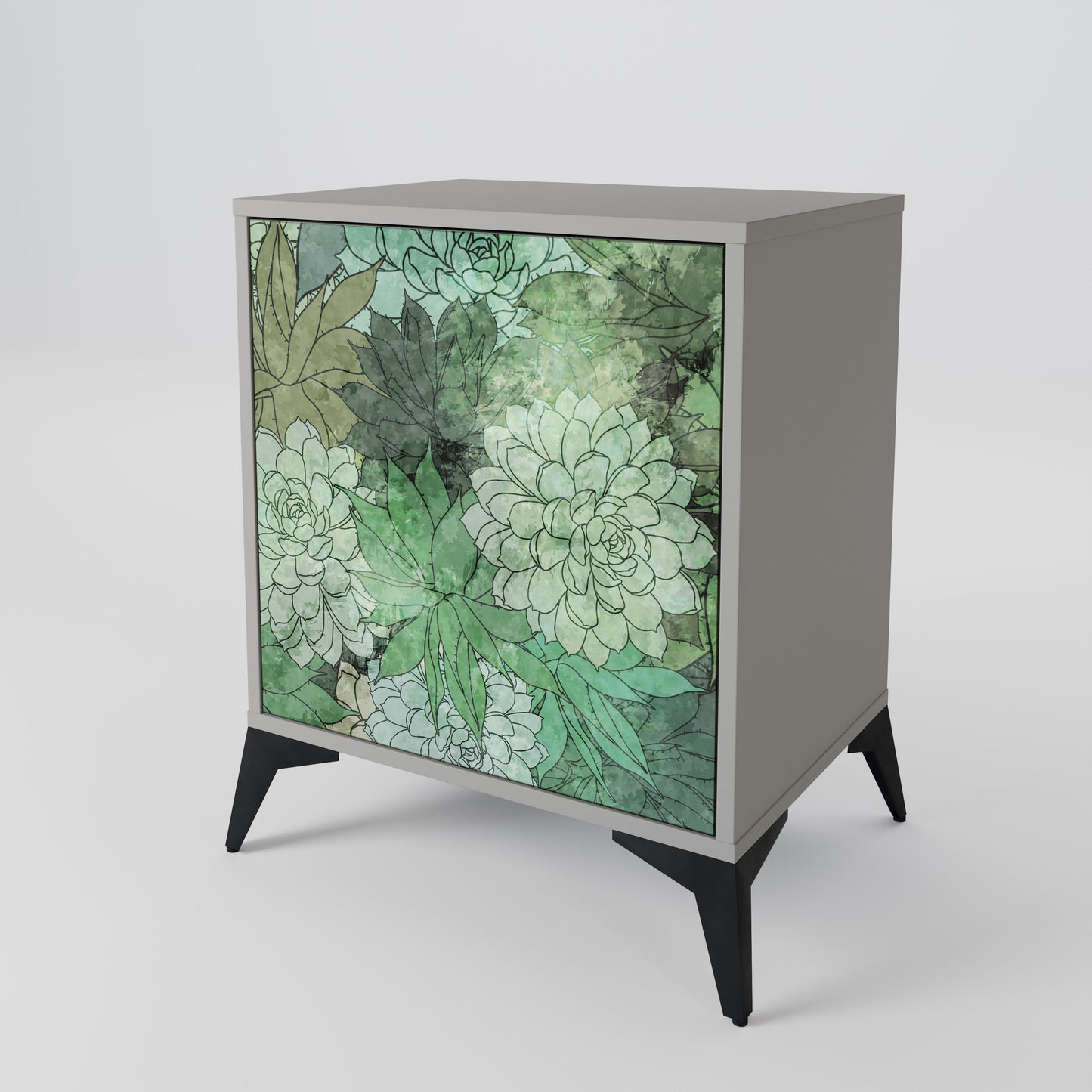 Credenza SUCCULENT CLUSTER a 1 anta con finitura grigia