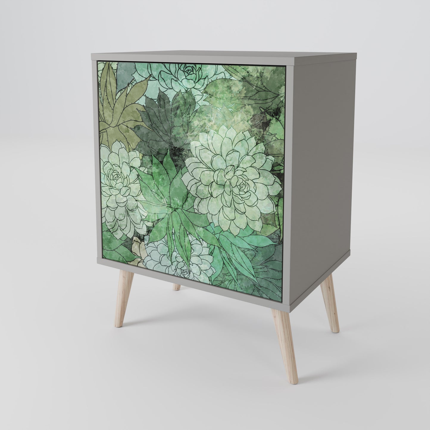 Credenza SUCCULENT CLUSTER a 1 anta con finitura grigia