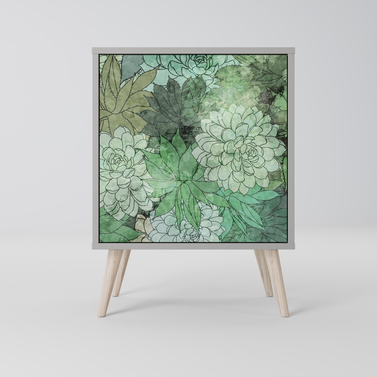 Credenza SUCCULENT CLUSTER a 1 anta con finitura grigia