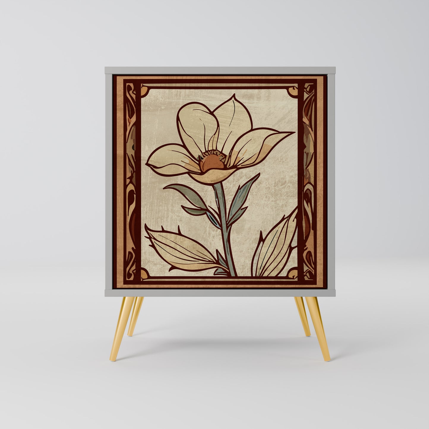 Credenza TIMELESS FLORA a 1 anta in finitura grigia