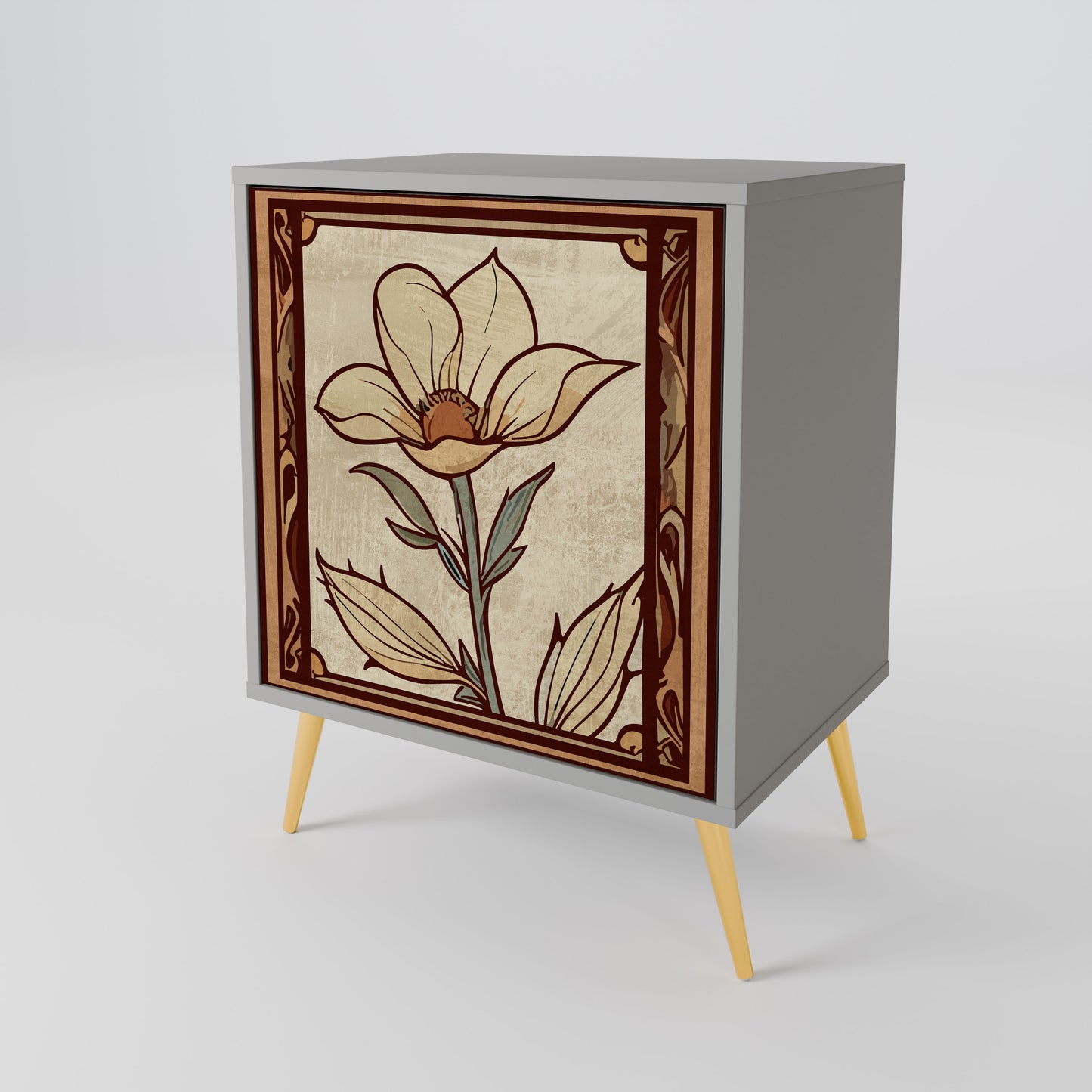Credenza TIMELESS FLORA a 1 anta in finitura grigia