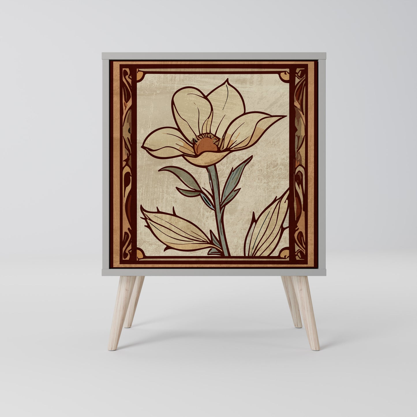 Credenza TIMELESS FLORA a 1 anta in finitura grigia