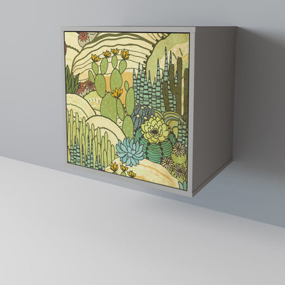 Credenza SUCCULENTS KALEIDOSCOPE a 1 anta con finitura grigia