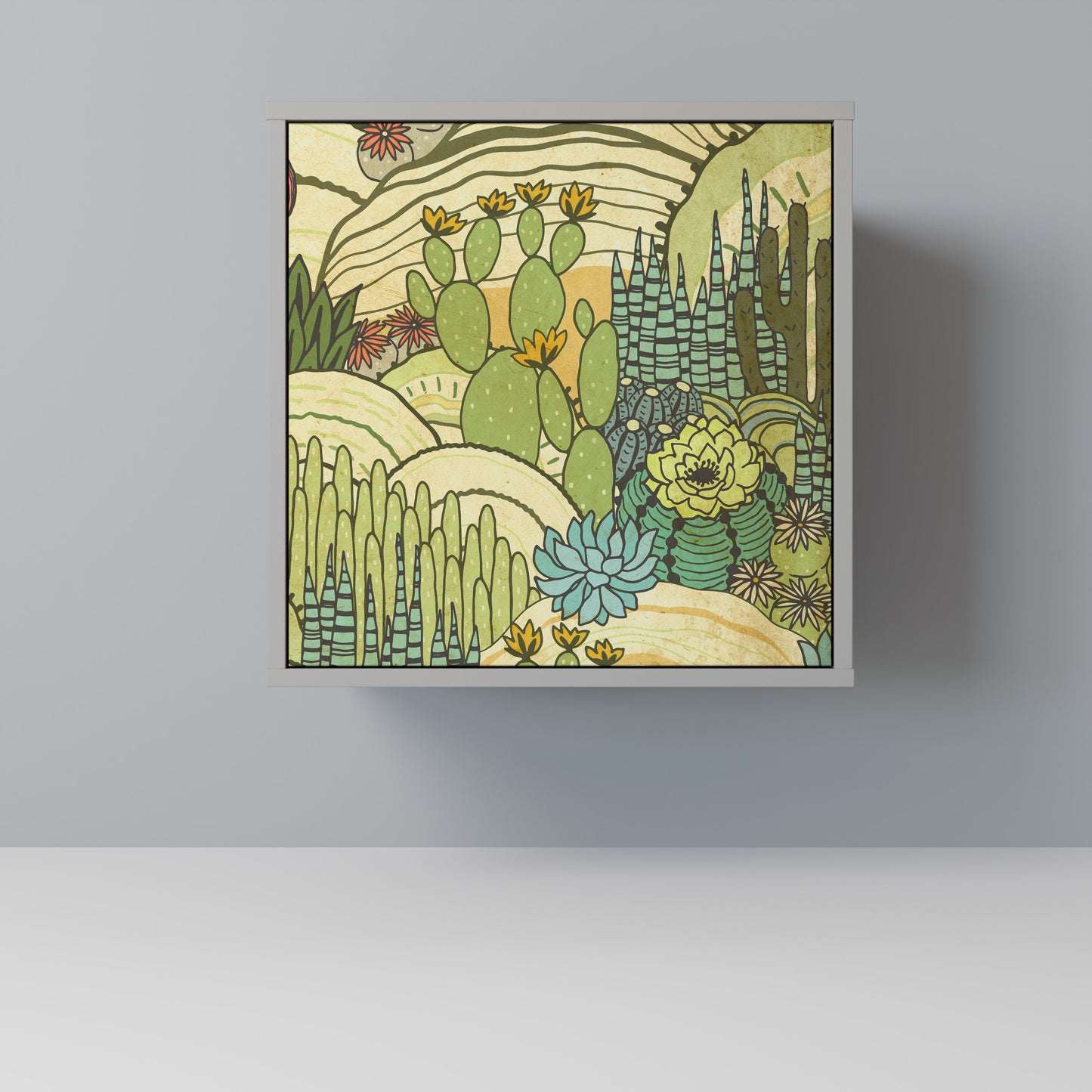 Credenza SUCCULENTS KALEIDOSCOPE a 1 anta con finitura grigia