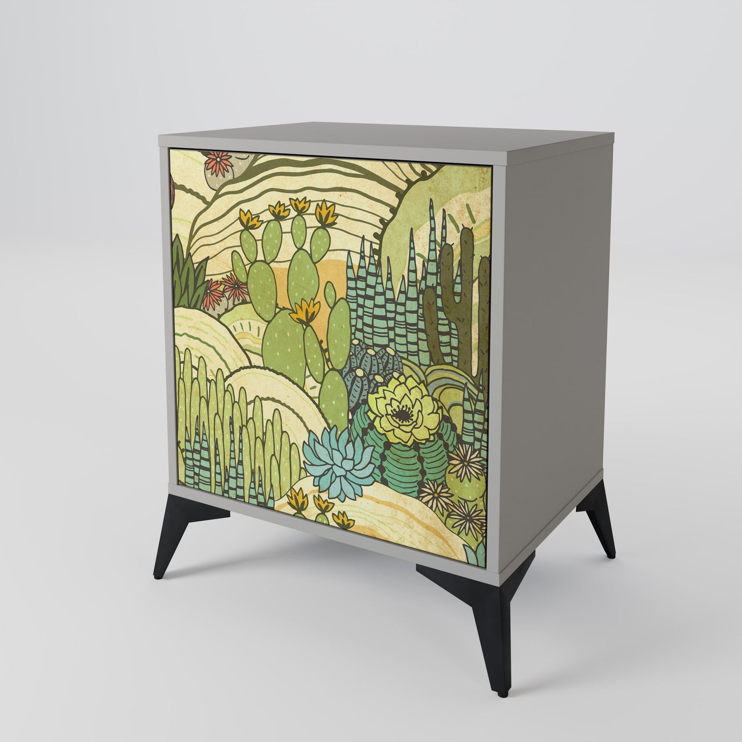 Credenza SUCCULENTS KALEIDOSCOPE a 1 anta con finitura grigia